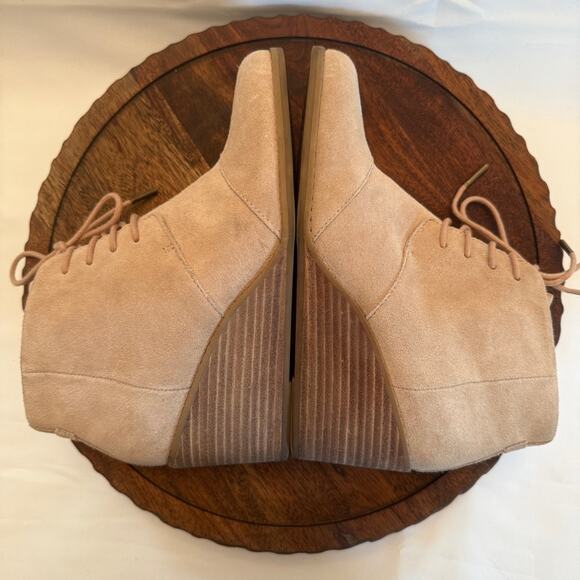 TOMS Women’s Hyde Sand Suede Lace Up Wedge Booties Ankle Boots Size 8.5 Tan - Picture 8 of 9